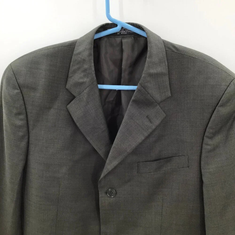 Mens Jones New York Suit 40R Pants 35/28.5 Wool Cashmere Blend Green Houndstooth - Picture 4 of 16